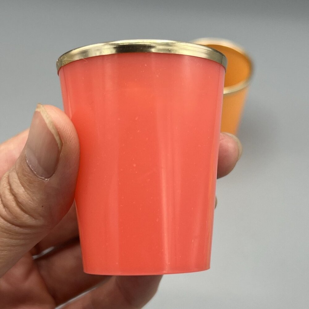 15 MCM Glasses Plastic Shot Mini Dessert KIH Vtg Hong Kong Multicolor Gold Band - Picture 10 of 16